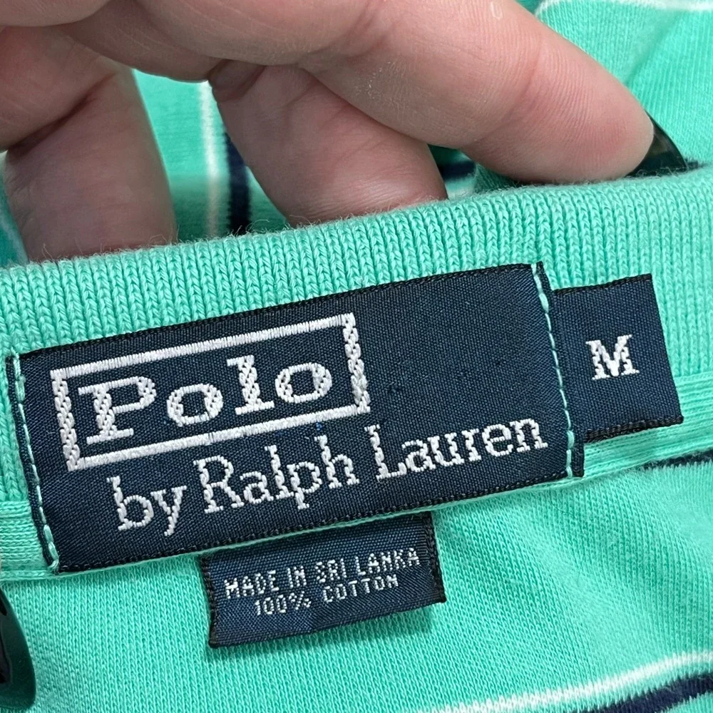 Polo Ralph Lauren Preppy Polo Shirt Striped‎ Pony Logo Casual Golf Mens M